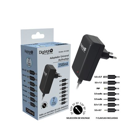 CARGADOR UNIVERSAL MULTIVOLTAJE 2500MAH 7 PUNTAS DIGIVOLT - AD-2500