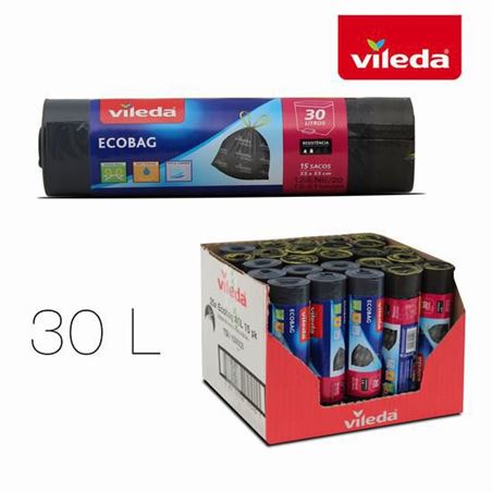 PACK 15 BOLSAS BASURA AUTOCIERRE ECOBAG 30 LITROS VILEDA - 10973.