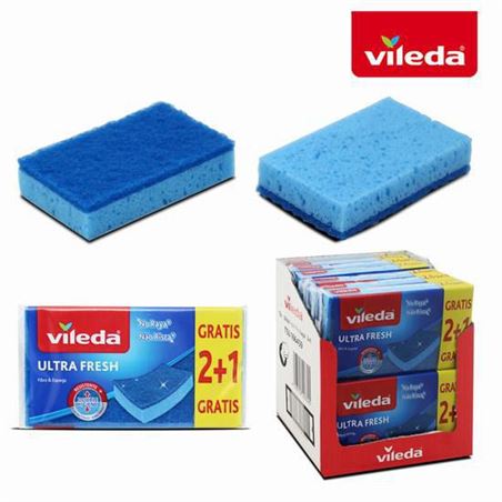 PACK 3 ESPONJA CON ESTROPAJO NO RAYA ULTRA FRESH VILEDA - 16230.