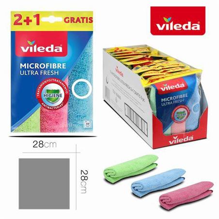 PACK 3 BAYETAS MICROFIBRAS 28X28 COLORES VILEDA - 102461.