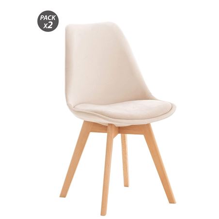 PACK 2 SILLAS DESIGN D400 TELA BEIGE MUVIP - MV0495