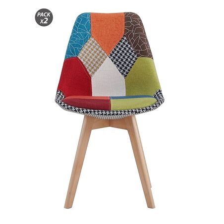 PACK 2 SILLAS DESIGN D400 TELA PATCHWORK MUVIP - MV0498