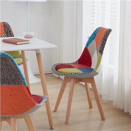 PACK 2 SILLAS DESIGN D400 TELA PATCHWORK MUVIP - MV0498-2