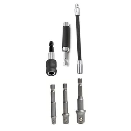 JUEGO 6 PCS ADAPTADORES LLAVE DE VASO + EXTENSIONES MADER - 61725