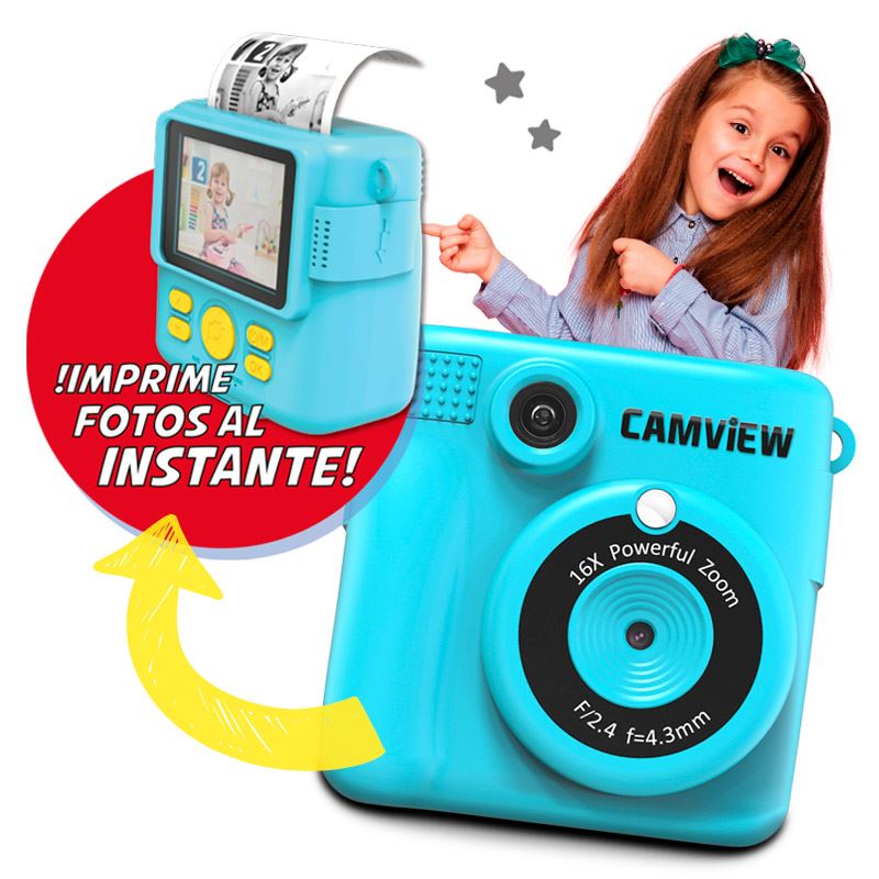 CÁMARA PHOTO CREATOR DE IMPRESIÓN INSTANTÁNEA ALL IN ONE AZUL CAMVIEW - CV0239