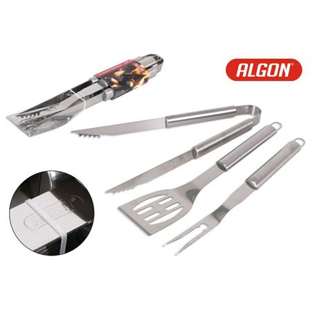 SET 3 ACCESORIOS BARBACOA SILVER ALGON - BY01012366980.