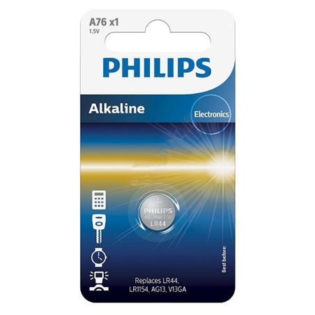 PILA DE BOTON LR44 1.5V A76 PHILIPS - A76LR44