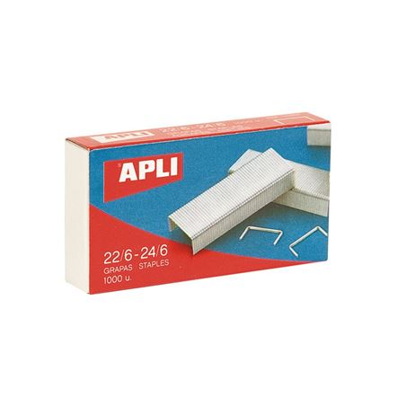 GRAPAS 22/6 - 24/6 CAJA 1000 UNIDADES GALVANIZADAS APLI - 13469