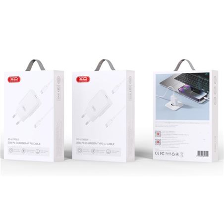 CARGADOR DE CORRIENTE L126 20W TIPO C + CABLE TIPO C XO BLANCO - XOL126TC-1