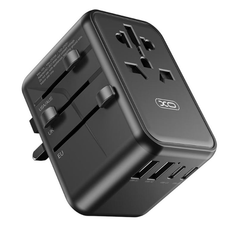 ADAPTADOR UNIVERSAL DE VIAJE 65W 3 X TIPO C + 2 X USB XO - XOWL22