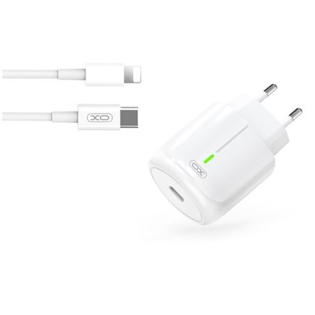 CARGADOR DE CORRIENTE L113 20W TIPO C + CABLE LIGHTNING XO BLANCO - XOL113LG