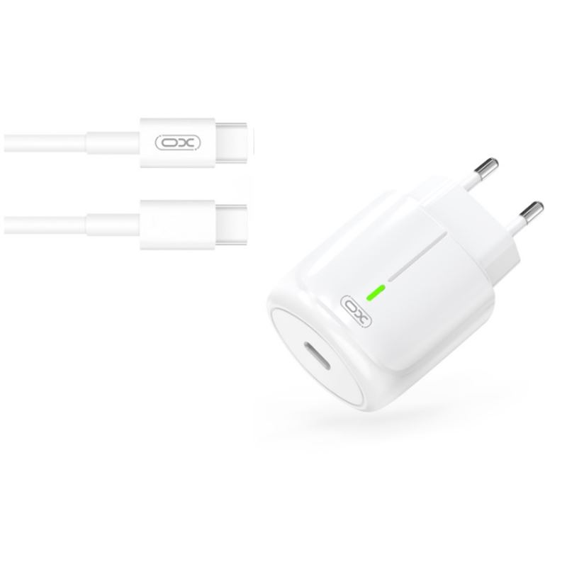CARGADOR DE CORRIENTE L113 20W TIPO C + CABLE TIPO C XO BLANCO - XOL113TC