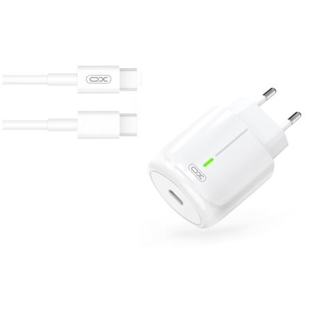 CARGADOR DE CORRIENTE L113 20W TIPO C + CABLE TIPO C XO BLANCO - XOL113TC