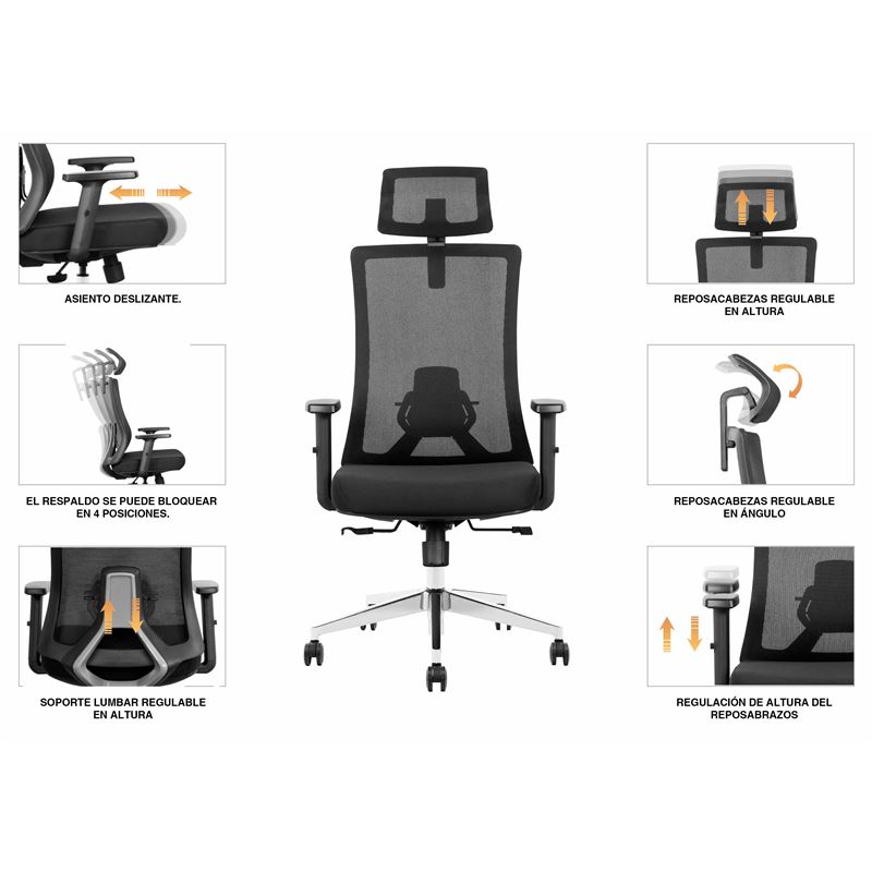 SILLA OFICINA GAMA SENIOR SE8000 CROMAD - CR1130-5