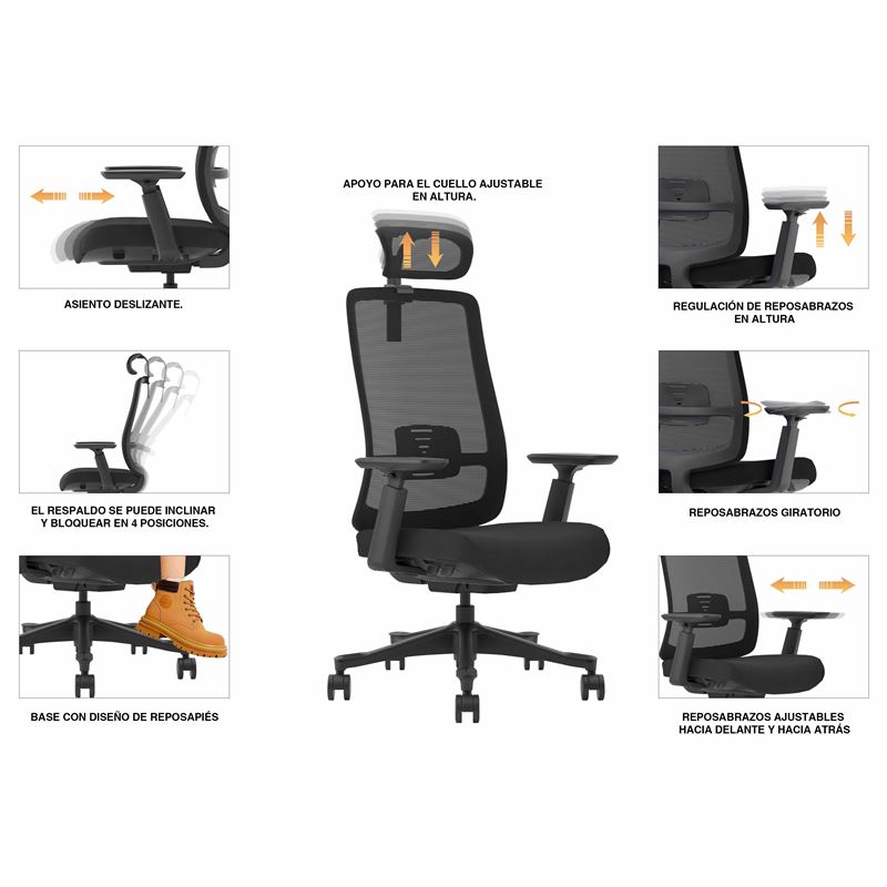 SILLA OFICINA GAMA SENIOR SE9000 CROMAD - CR1131-4