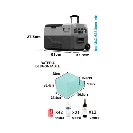NEVERA DE COMPRESOR PORTATIL CON RUEDAS 30 LITROS 45W MUVIP - MV0464ESP