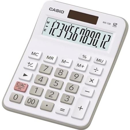 CALCULADORA ESCRITORIO PEQUEÑA 12 DIGITOS BLANCA MX-12B CASIO - MX-12B-W-EC