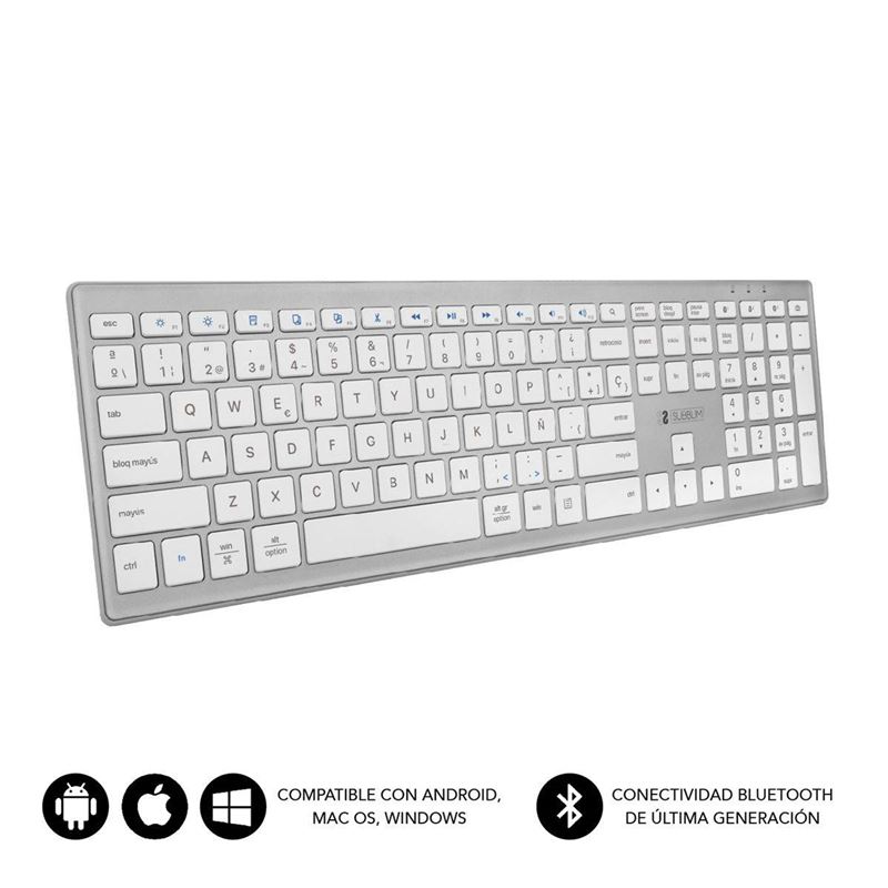TECLADO BLUETOOTH 5.1 SLIM BLANCO / GRIS SUBBLIM - SUBKB-2PUE200