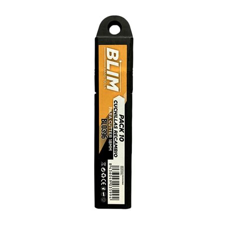 PACK 10 CUCHILLAS RECAMBIO PARA CUTTERS 18 MM BLIM - BL0396