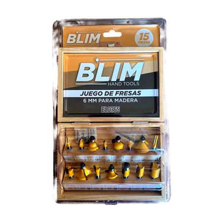JUEGO 15 PCS FRESAS 6MM PARA MADERA BLIM - BL0365