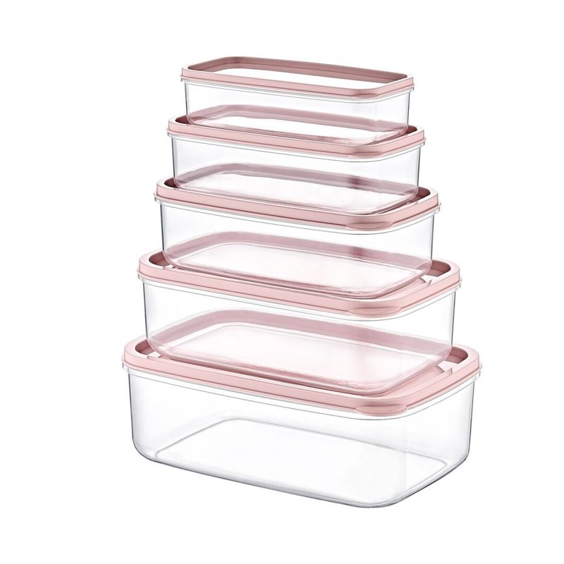 SET 5 TUPPER RECTANGULARES ROSA 330-530-850-1300-2100ML - 04132_1