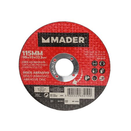 DISCO ABRASIVO INOX CORTE 115 MM MADER - 63210