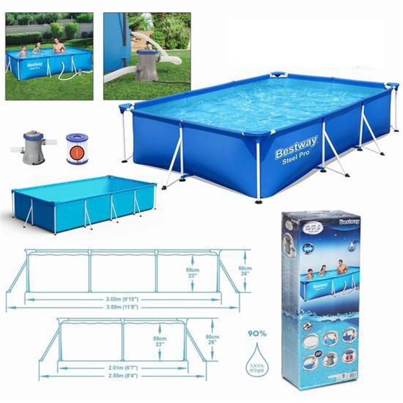 PISCINA RECTANGULAR + BOMBA STEEL PRO 300X201X66 BESTWAY - 56411-1