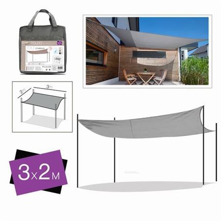 TOLDO RECTANGULAR 2X3 METROS GRIS + BOLSA - 15822.