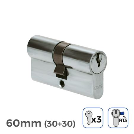 BOMBIN NIQUEL 60MM 30+30MM LEVA CORTA 3 LLAVES - 85177