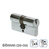 BOMBIN NIQUEL 60MM 30+30MM LEVA CORTA 3 LLAVES - 85177