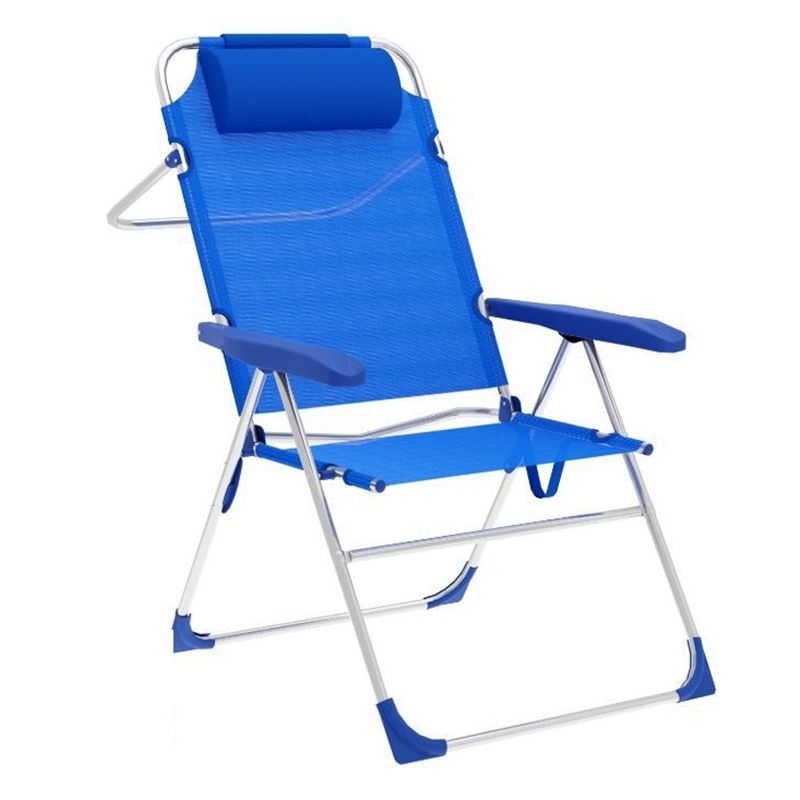 SILLA PLEGABLE 5 POSICIONES ALUMINIO 67X66X99CM CON COJÍN Y ASA - 10247-1