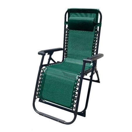 TUMBONA PLEGABLE VERDE DE ACERO CON COJIN CERVICAL - 10008-2