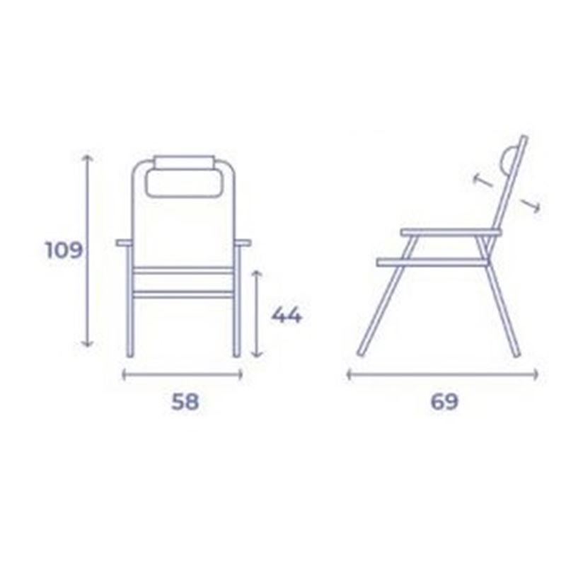 SILLA PLEGABLE 5 POSICIONES ALUMINIO 58X60X109CM CON COJÍN Y ASA - 10248-2