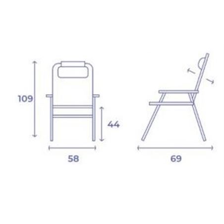SILLA PLEGABLE 5 POSICIONES ALUMINIO 58X60X109CM CON COJÍN Y ASA - 10248-2