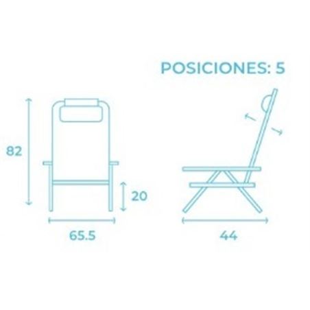 SILLA PLEGABLE 5 POSICIONES ALUMINIO 65.5X44X82CM CON COJÍN Y ASA - 10242-3