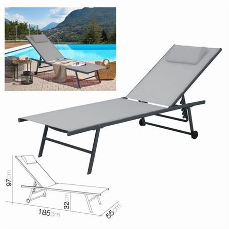 TUMBONA 5 POSICIONES CON ALMOHADA GRIS CLARO - 16255F.