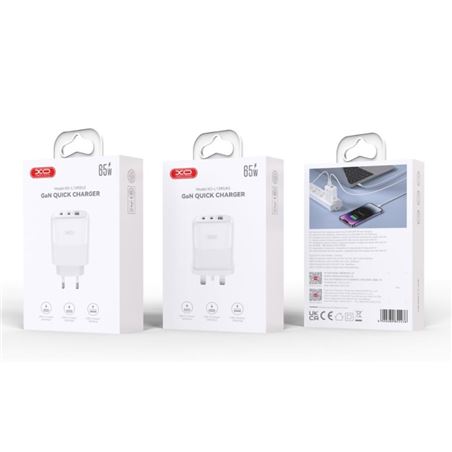 CARGADOR 2X TIPO C + USB 65W CARGA RAPIDA XOL139 XO - XOL139-2