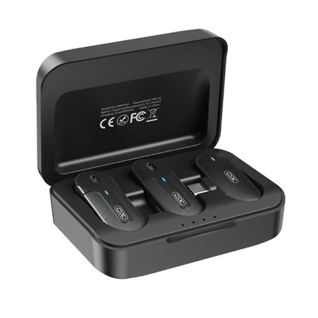 MICROFONO INALAMBRICO DE SOLAPA CON CAJA DE CARGA Y CONECTOR TIPO C XO - XOMKF09A-1