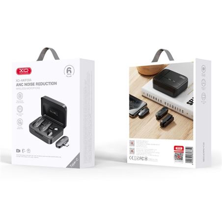 MICROFONO INALAMBRICO DE SOLAPA CON CAJA DE CARGA Y CONECTOR TIPO C XO - XOMKF09A-3