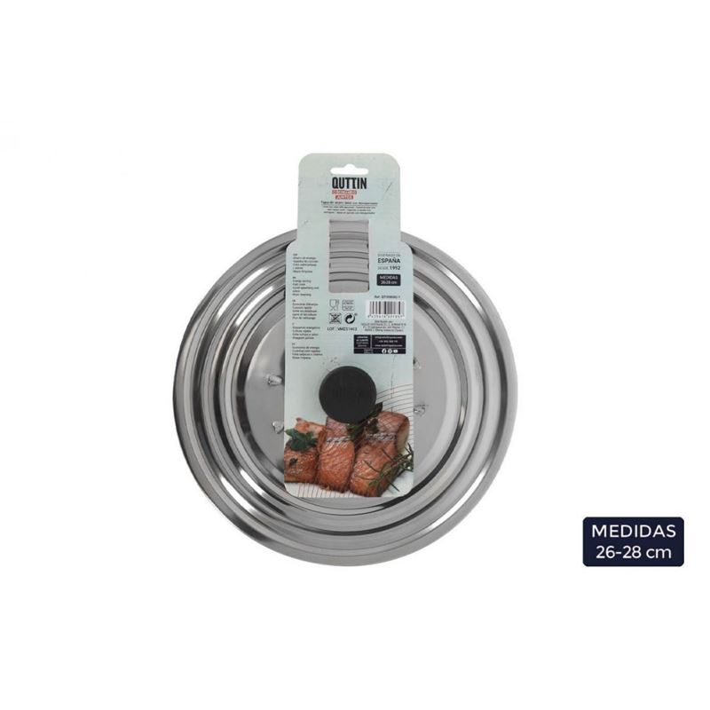 TAPA DE SARTEN ACERO INOX 26/28CM QUTTIN - QT-998082-1.
