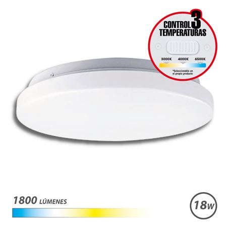 APLIQUE LED TECHO REDONDO 18W | 1800LM | SELECTOR 3 TEMPERATURAS ELBAT - EB0518