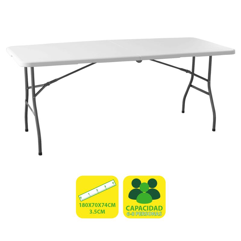MESA DE RESINA PLEGABLE 180X70X74CM 3.5CM SUNGARDEN - SG0099