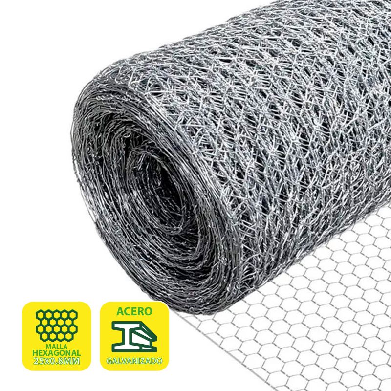 MALLA GALLINERO HEXAGONAL 25X0.8MM 1X50 METROS SUNGARDEN - SG0054