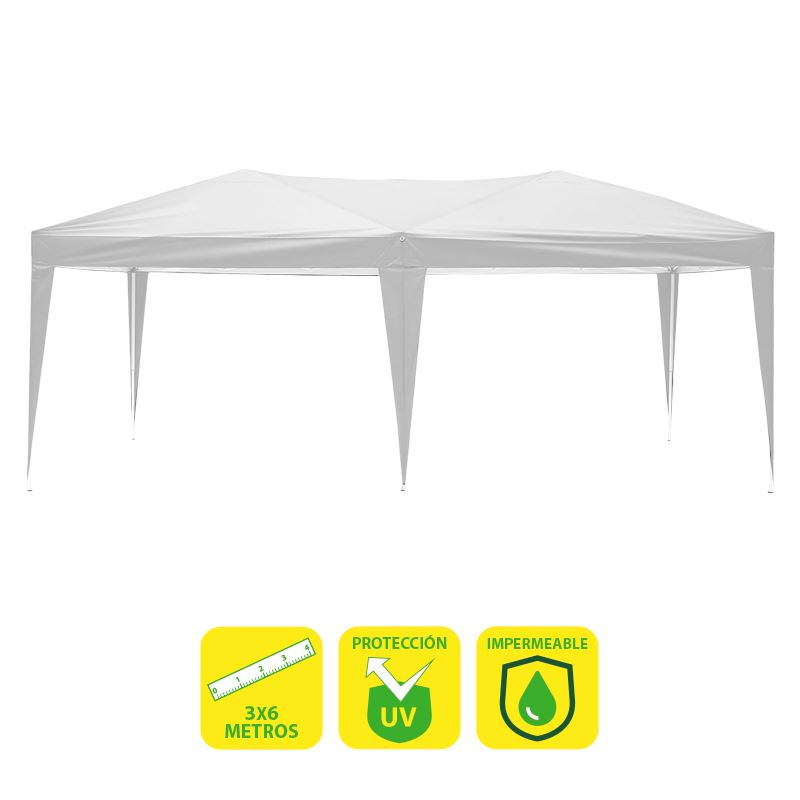 CARPA PLEGABLE ACERO 3X6 METROS BLANCA SUNGARDEN - SG0023