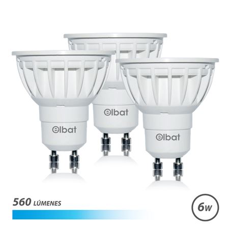 PACK 3 BOMBILLAS LED GU10 | 6W | 560LM | LUZ FRIA | ELBAT - EB0536