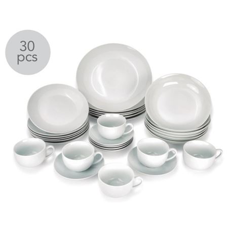 VAJILLA 30 PIEZAS PORCELANA REDONDA BLANCA HAIZEA - HOMEMB063