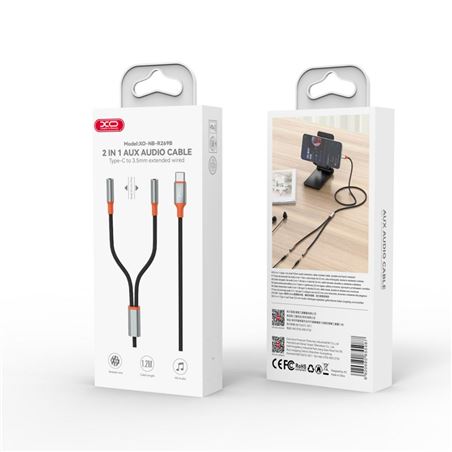 CABLE ADAPTADOR TIPO C A 2 MINI JACK HEMBRA XO - XONBR269B-1