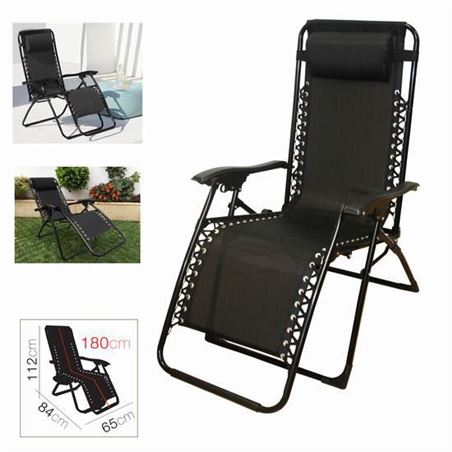 TUMBONA RECLINABLE CON ALMOHADA NEGRA - 12129