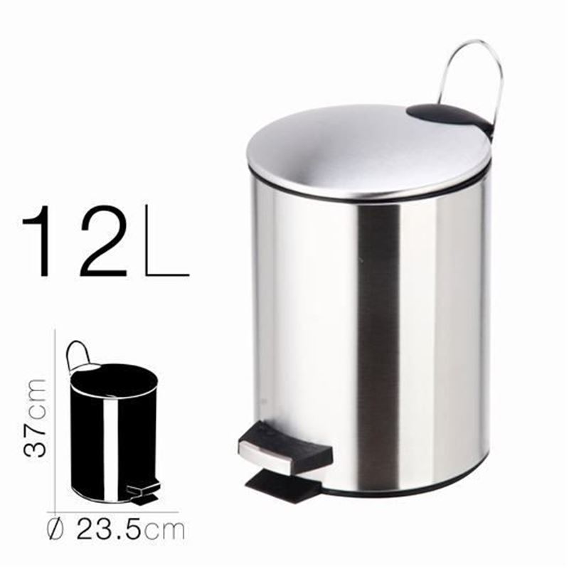 PAPELERA METALICA CON PEDAL PLATA 23.5X37CM - 18292