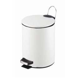 PAPELERA METALICA CON PEDAL BLANCA 16.8X23.5CM - 18295